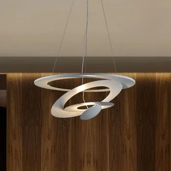 Подвесной светильник Pirce, Скандинавский спиральный дизайнерский светильник с белым кольцом, дизайнерский светильник для столовой, гостиной, кафе, кухни, островного освещения
