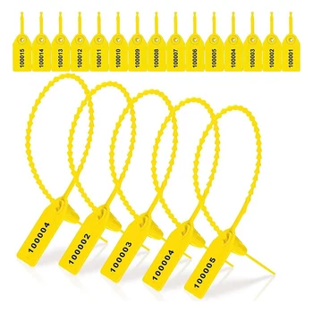 1000 пластиковых тамперных пломб, Бирки для огнетушителя, защитные бирки, печати, Этикетки на молнии с номерами (желтые)