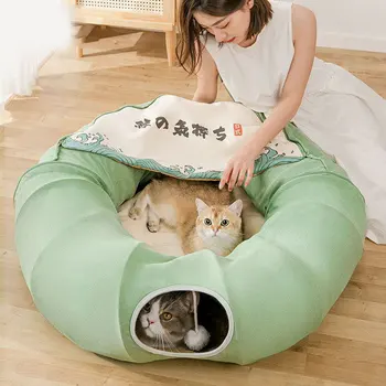 Многофункциональный Складной кошачий туннель, Кошачий туннель, катящийся дракон, кошачье гнездо, Кошачья весенне-летняя кровать для кошек, товары для домашних животных