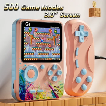 G5 Портативные ретро видеоигры, детские подарки, Классическая игровая машина Macaron, соответствующий Цвету Двойной геймпад, ЖК-экран, 500 + режимов