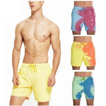 2023 новые летние пляжные брюки, меняющие цвет, мужские большие плавательные штаны, термочувствительные шорты, меняющие цвет, мужские