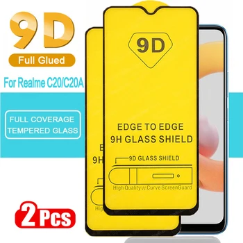 2шт 9D Полностью Склеенное Закаленное Стекло Для Oppo Realme C20A Защитная Пленка Для экрана Realme C20 C21 C21Y C17 Защитное Стекло
