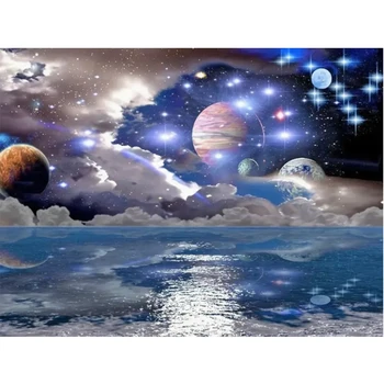 YI BRIGHT 5D DIY Алмазная Живопись Космическое Звездное Небо Планетарный Пейзаж Картина С Рисунком Украшение Дома