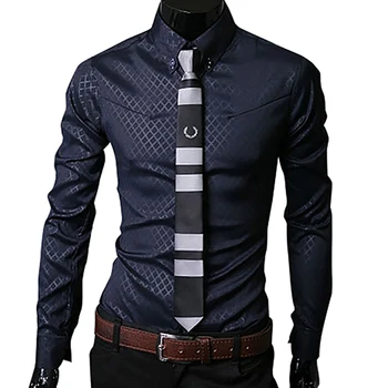 Новая роскошная мужская рубашка Argyle в деловом стиле, приталенная, мягкая, комфортная, приталенная, повседневная рубашка с длинным рукавом, подарок для мужчин