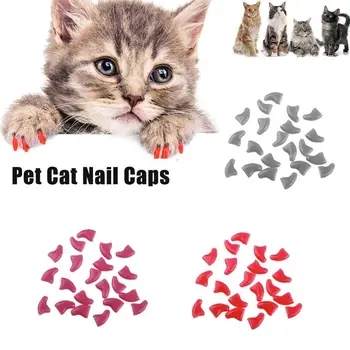 20шт Мягких силиконовых ногтей для домашних животных, Защитный чехол для ногтей для домашних кошек, Ногти Для домашних животных С клеем, для собак и кошек