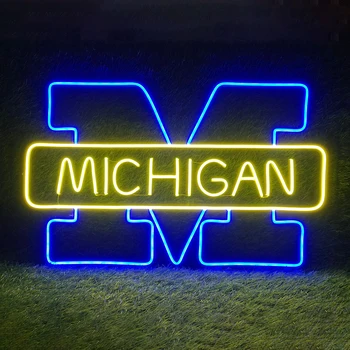 Неоновая вывеска Мичиганского университета с логотипом на заказ, светодиодный неоновый светильник для декора стен комнаты, выпускной вечер, ночная лампа