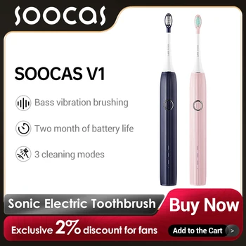 Электрическая Зубная щетка SOOCAS Sonic V1, Умная ультразвуковая зубная щетка для чистки и отбеливания зубов IPX7, водонепроницаемая, портативная для путешествий