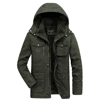 Список 2023 Мужская зимняя куртка средней длины, Стильная куртка с хлопковой подкладкой Большого размера, Трендовые хлопковые Ветрозащитные пальто с подогревом L-6XL