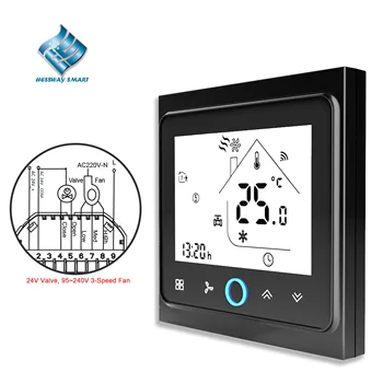Arab Cool Heat 2P MODBUS Термостат Переключатель Контроля Температуры для Клапана 24 В/Вентилятора 220 В Смешанного Напряжения Google Home WIFI Опционально