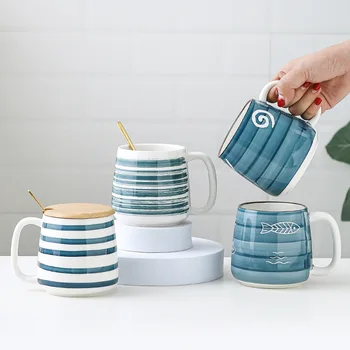 Керамические кружки в японском стиле, ручная роспись, подглазурные чашки для послеобеденного чая, Кружка для любителей кофе с молоком для завтрака, кружка для воды